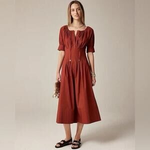 J.Crew Cinched-waist shirt-dress in Brilliant Red Size 4 NWT